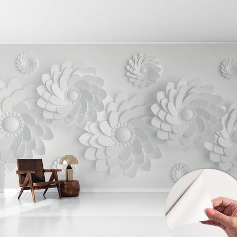 Carta da parati autoadesiva - fotomurale - decorazione parete - murale - adesivo da muro - Eleganza floreale 416x254 cm (1/5)