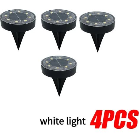(Lumière blanche - Lot de 4) Lampadaires solaires LED IP68 étanches pour pelouse, jardin, terrasse ou cour, compatibles avec la décoration extérieure. (1/5)