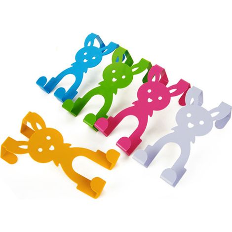 Juego de 5 ganchos para puertas con forma de conejo, bonitos, resistentes y sin clavos.