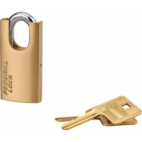 THIRARD - Cadenas à clé Fédéral Lock 510-P, laiton, chantier, anse protégée acier, 40mm, 2 clés - THIRARD (1/2)