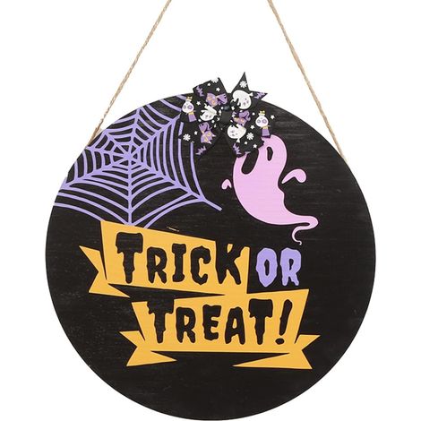 Halloween Listing Holiday Accesses Pendentif rond en bois avec signe de bienvenue Halloween (1/2)