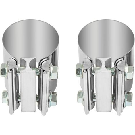 Collier echappement 2,5 pouces (64.1mm),connecteur bout à bout virole de serrage échappement en acier inoxydable 2 pièces (1/4)