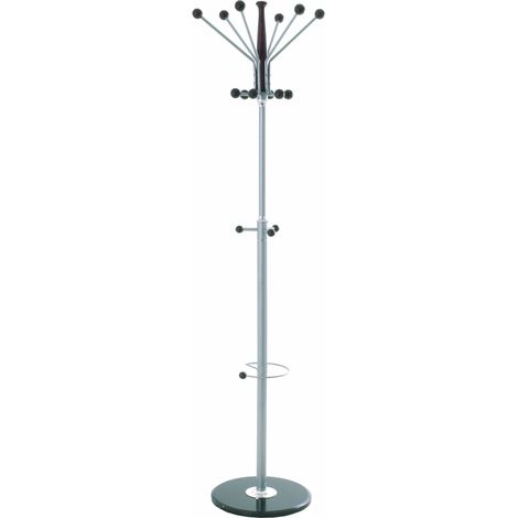 HAKU Möbel Appendiabiti alu, marrone scuro, Marmo, legno massiccio, metallo - Dim. A 182 cm x Ø 42 cm, Stile Moderno