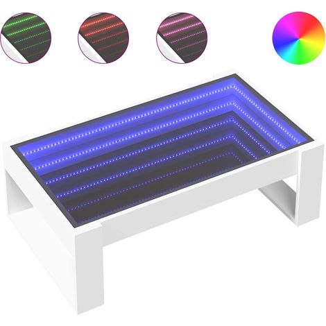 Maison Exclusive - Couchtisch mit Infinity-LED Weiß 90x53x30 cm