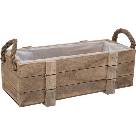 Cesto de madera con asas marrón 32x13x10,5 (1/5)