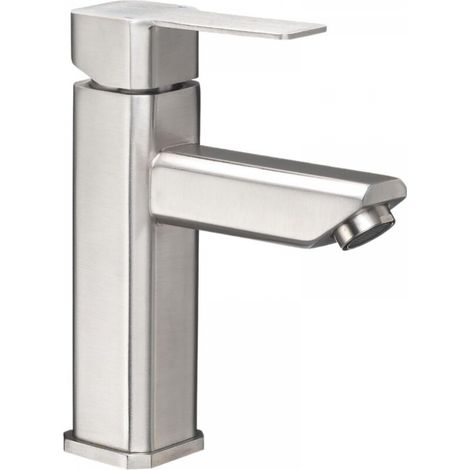 Robinetterie - Robinet de lavabo d'angle moderne pour caravane, poignée unique (nickel satiné brossé) (1/5)