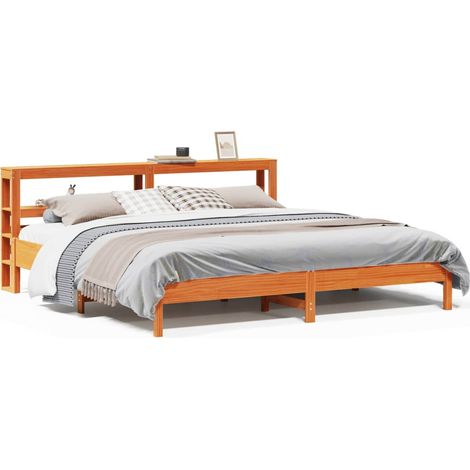 Maison Exclusive - Cadre de lit sans matelas cire marron 200x200cm bois pin massif (1/5)