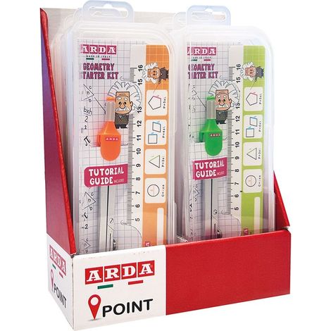 SET GEOMETRIA REGLA 16CM + COMPAS COLORES SURTIDOS