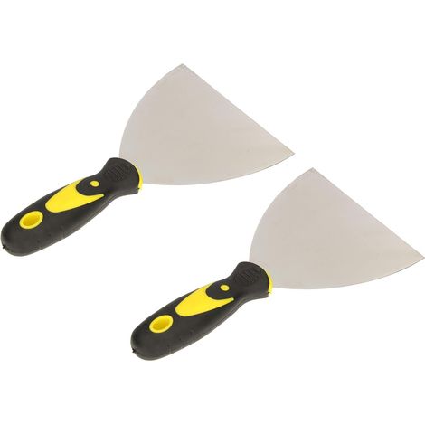 KOTARBAU set de 2 spatules de peintre en inox 125 mm Spatule de plâtrier Spatule universelle Grattoirs pour enlever Couteau à palette avec manche en caoutchouc (1/5)
