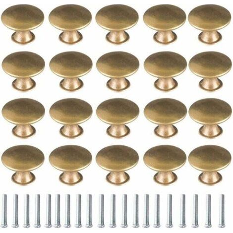 20 Stück Vintage-Türknöpfe aus Messing, Messinggriffe, Möbelknöpfe, Schubladenknöpfe, Vintage-Möbelgriffe für Schubladen, Schränke, Küchenschränke