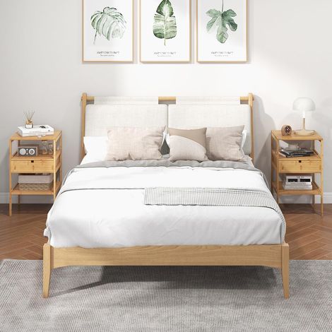 Set of 2 Nightstands with 2 Open Shelves & Drawer (1/5)