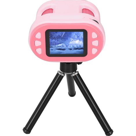 Microscope portable avec deux lentilles, écran LCD de 2 pouces, carte mémoire de 32 Go, poignée de transport, télescope pour 6 échantillons (grossissement de 5x à 200x), rose. (1/5)
