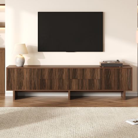 Mobile TV 180 x 40 x 56 cm, 4 cassetti, 2 ante, per TV fino a 75 pollici, noce HAVRYA (1/5)