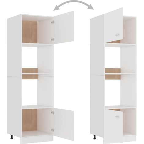 Vidaxl – Meuble micro-ondes Lyon blanc 60 x 57 x 207 cm – Bois d'ingénierie – 4 étagères – 2 portes – Rangement optimisé pour cuisine — vue 4