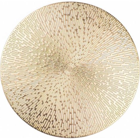 Lot de 6 sets de table ronds en vinyle métallisé doré creux de 38 cm, lavables, faciles à nettoyer, antidérapants, résistants à la chaleur pour décoration de table de mariage