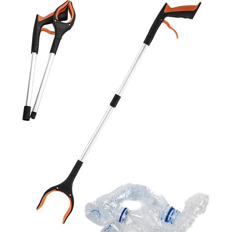 Pince à Déchets Pliable 83cm Outil de Ramassage Multifonction pour Maison Jardin et Extérieur - Orange (1/5)