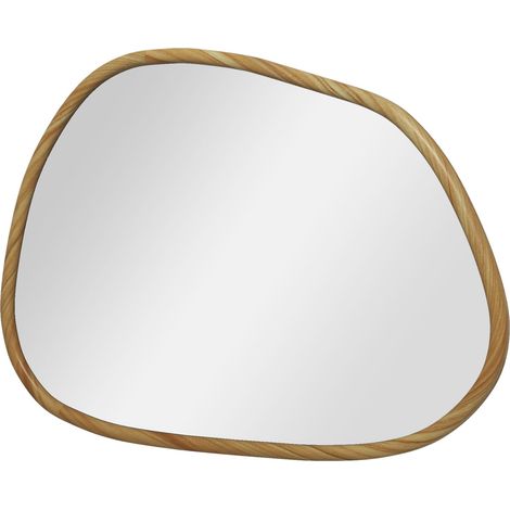 Wandspiegel Asymmetrisch 80X60Cm Badspiegel Holzrahmen Antioxidiert Deko Bad Wohnzimmer Flur Schlafzimmer Natur