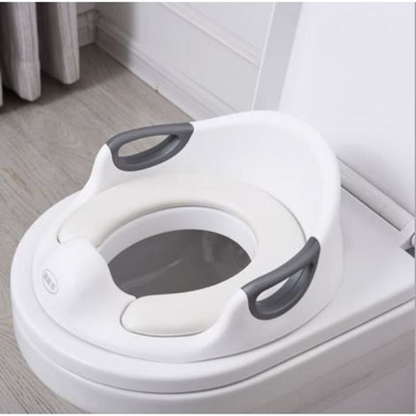 pair Réducteur de Toilette pour Bébé - Marque - Modèle - Siège de Toilette avec Coussin et Poignée - Blanc (1/4)
