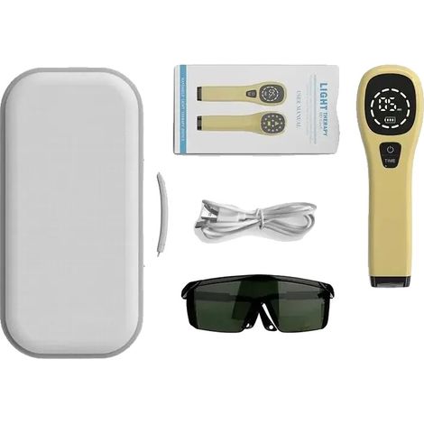 Dispositivo de terapia de luz roja, alivio del dolor, tratamiento de tejidos profundos, conjunto amarillo (1/2)
