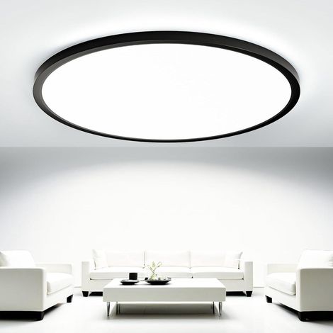 Plafonnier LED 68 W, moderne lumière neutre rond, ultra-fin IP44, pour salle de bain, noir, étanche, pour salon , bureau, éclairage d'intérieur 4000 K (1/5)