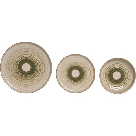 Vajilla Set 18 Gres 27X27X2,8 Relieve Verde (1/4)
