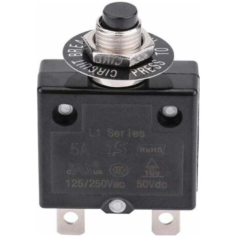 Disjoncteur 10A Interrupteur thermique de réinitialisation en option, 125-250V AC 50V DC Disjoncteur à bouton-poussoir de protection contre les surcharges de courant