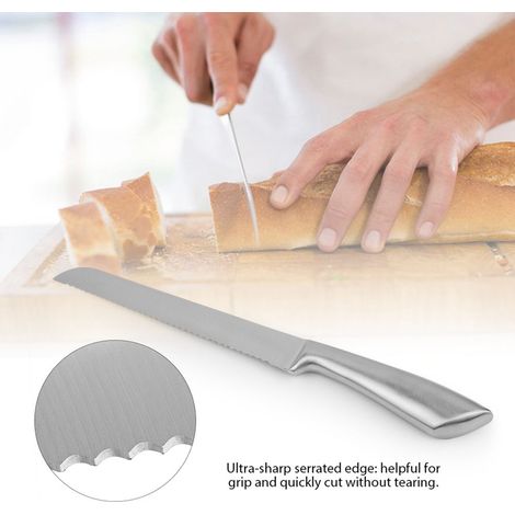 Couteau de cuisine en acier inoxydable (1 pièce), outil à main pour pâtisserie et pain. (1/5)