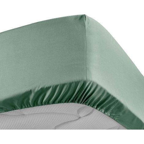 Drap housse - DOUCEUR D'INTÉRIEUR - 90x190 cm - Percale 100% coton - Bonnet 30 cm - Tilleul (1/5)