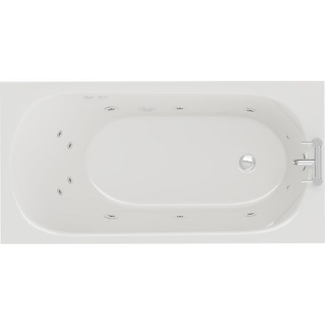 Compact 1400mm x 700mm 12 Jet Chrome Flat Jet Single Ended Whirlpool Bath (1/5)