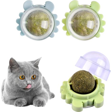 2 Pièces Jouet de Balle d'herbe à Chat, Jouet de Boules Cataire, Rotatif Cataire Jouets, Chat Boule Menthe, Naturel Cataire Balle, Jouet de Nettoyage des Dents pour Animaux de Compagnie (1/5)