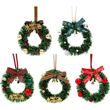 5er-Set Mini-Weihnachtsgirlanden – Künstliche Glockengirlande – Miniatur-Weihnachtskranz – Weihnachtsdekoration für Puppenhäuser – Gartendekoration (1/5)