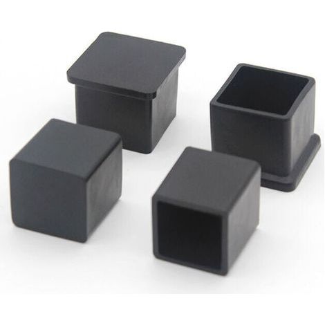 Lot de 10 Embouts de Pieds de Chaise carrés en Caoutchouc antidérapant pour protéger Le Sol des Meubles et des Tables 20 x20 mm. Noir (1/5)