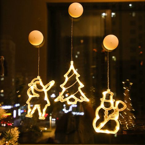 Guirlande Lumineuse Fenêtre - Motifs Flocon De Neige Arbre De Noël Renne - LED 230 V - Décoration Intérieure Noël - Lot De 3 (1/5)