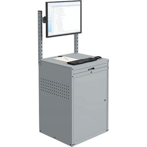 Armadio fisso per computer - Grigio chiaro - Supporto per schermo su binario - W040010031-GCGC