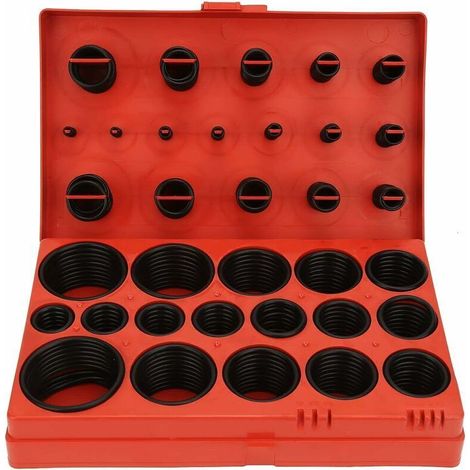 O-Ring - 419-teilig, 32 Größen, schwarzes O-Ring-Sortiment, Dichtungssatz, universelles O-Ring-Kit aus Gummi mit Box