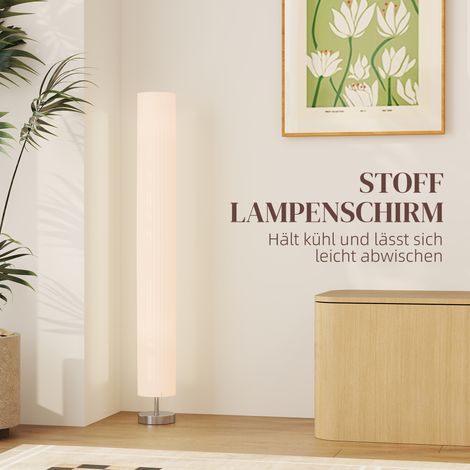 Lampadaire design pour salon avec abat-jour en polyester, 2 culots E27, idéal chambre à coucher, dimensions 14 x 14 x 120 cm (1/4)