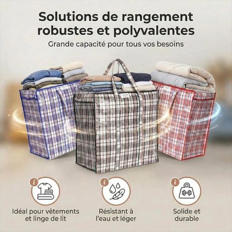Housse de rangement pour sacs à main, sac de déménagement grand format avec fermeture éclair, étanche, pour vêtements, noir et blanc, lot de 5 pièces (1/5)