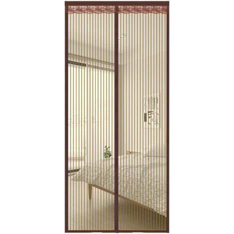 BUNTHAUS 90x200cm brun Moustiquaire Porte Fenetre Magnétique Rideau de Porte Antimoustique Maille Ultra Fine Moustiquaire avec Fermeture Aimantée Sans Perçage pour de Balcon, Chambre (1/5)
