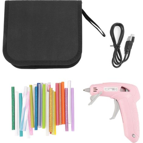 Jeffergarden Cordless Hot Melt Adhesive Unit Handheld Electric USB Rechargeable Anti-Drip For Art Crafts Pink (1/5)