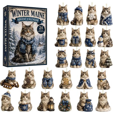 Weihnachtskalender mit Tieren – Flache Acrylfiguren (Wintermotiv) zum Selbstgestalten – Festlicher 24-Tage-Weihnachtscountdown für die ganze Familie – Saisonale Dekoration (1/5)