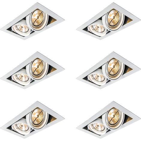Set of 6 Recessed Spotlights White AR111 Adjustable 2-Lights - Oneon