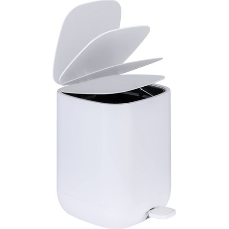 Poubelle à pédale Design Davos, Fermeture avec Frein de Chute Easy Close, Petite Poubelle Salle de Bain capacité 6,5L, Plastique Exempt de BPA, 23,5x26 x 27,5 cm, Blanc Mat (1/5)