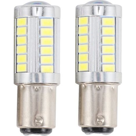 Ampoule LED 1157 P21 5W Bay15D 33 SMD 5730 Pour Feu Stop Clignotant Stationnement Blanc Xenon Lot De 2 (1/4)