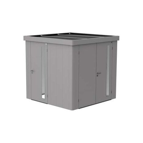 Casetta per attrezzi Neo 2B porta doppia, argento metallizzato