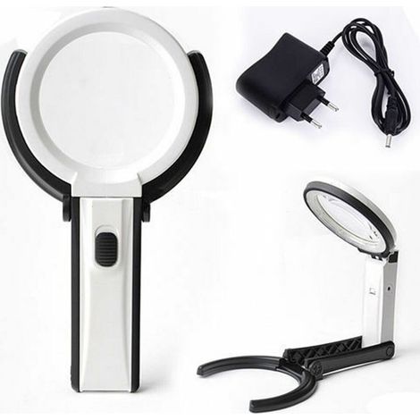 LAMPADA LENTE DI INGRANDIMENTO DA TAVOLO CON LUCE 10 LED PORTATILE 90 MM A 25MM