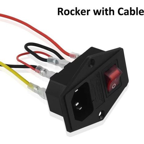 6A interrupteur d'alimentation prise mâle avec fusible pour prise de courant ca câblage connecteur commutateur -Rocker with Cable (1/4)