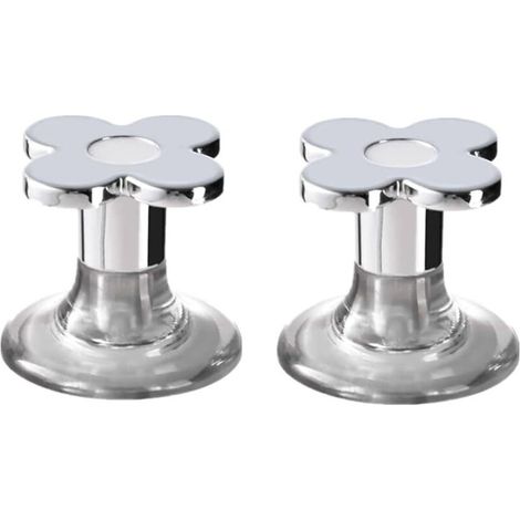 Lot de 2 boutons de réservoir de toilettes en forme de fleur, poignée de tiroir en plastique, outil de presse pour réservoir de toilettes (1/5)