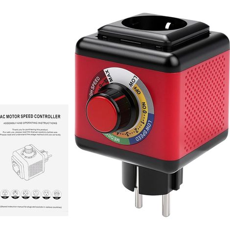 Variateur de Vitesse pour Moteur 220V AC Régulateur de Tension Régulateur de Vitesse Meuleuse d'angle Souffleur Ventilateur d'extraction 2000W charge résistive 600W charge inductive Prise européenne (1/5)