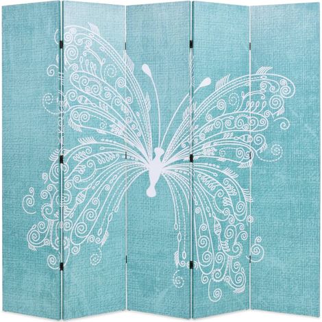 Paravent pliable 200 x 170 cm Papillon Bleu