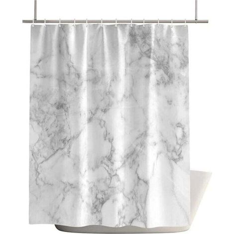 Wasserdichter Duschvorhang mit moderner Marmorstruktur, weißer Polyester-Badezimmervorhang mit Haken